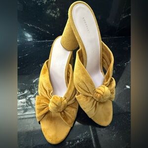 Loeffler Randall Mustard Yellow Suede Mules